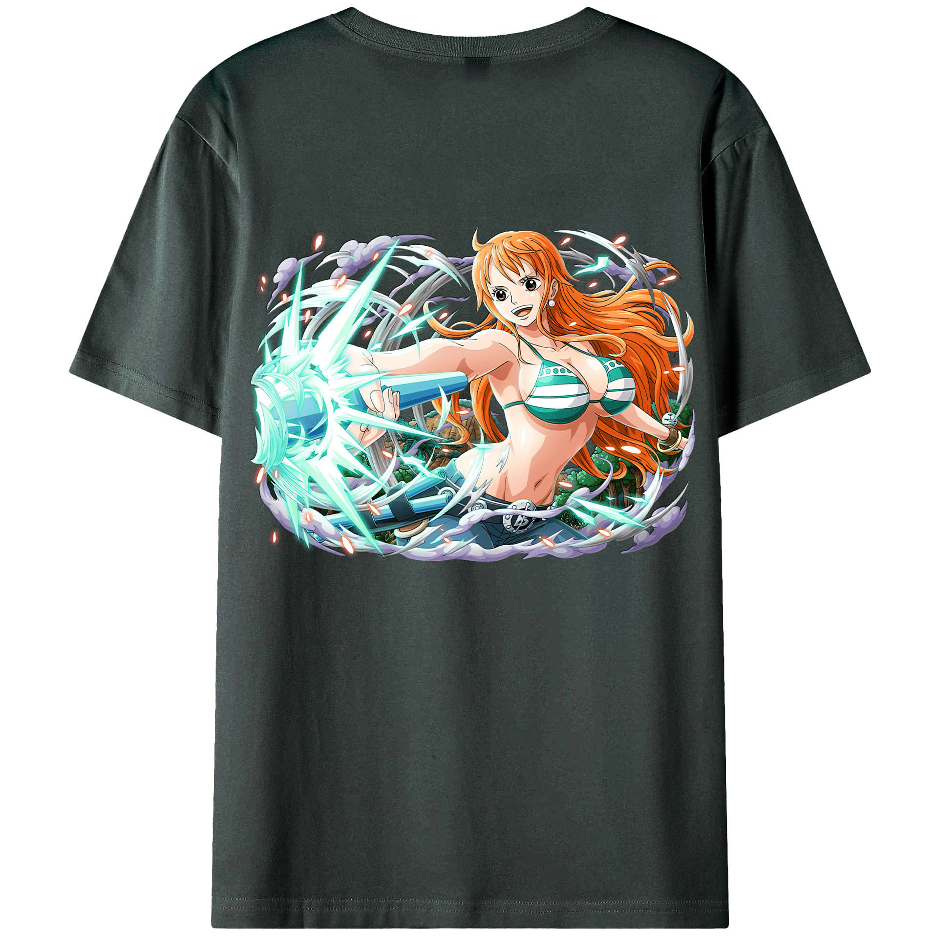 （画像用） ワンピース ナミ ONE PIECE Nami 綿100％ メンズ半袖Tシャツ（バックプリント） 通気性